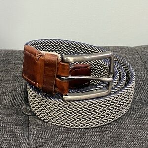 Blue/Gray Stretch Braided Belt Leather L/XL